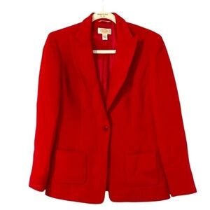 Talbots  Women's Red Wool Blazer Jacket Size 8 Lined Career Vibrant